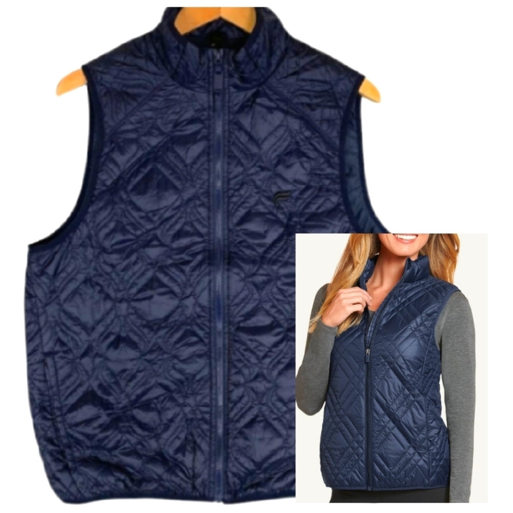 NEW! FABLETICS Unisex Navy Quilted Zip Up Vest XS.